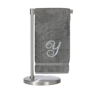 BC BARE COTTON Monogrammed Bath Towel, Personalized Gift, 27 x 54 inches - Set of 2 - Gray - Silver Script - 1 of 1