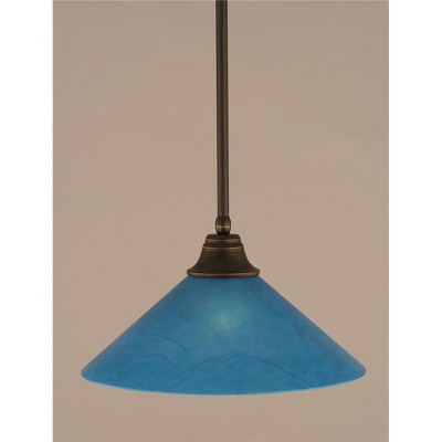 Toltec Lighting Any 1 - Light Pendant in  Dark Granite with 16" Blue Italian Shade
