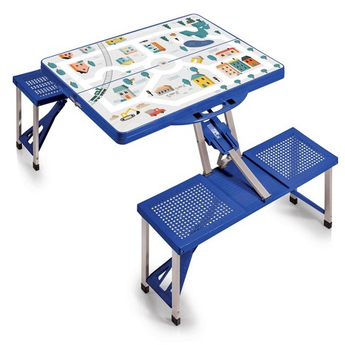 Picnic Time Folding Play Town Picnic Table Blue Target