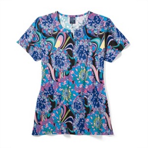 Zoe and Chloe Zoe+Chloe Performance Notch Neck Print Scrub Top - 1 of 1