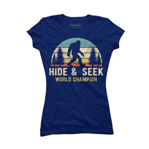 Junior's Design By Humans Bigfoot - Hide And Seek World Champion By clickbong T-Shirt - 1 of 2