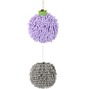 REGALWOVEN 2 Pack Soft Absorbent Chenille Fuzzy Ball Hand Towels for Bathroom Home Decor 6" x 6" - 1 of 4