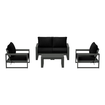 WestinTrends Montara 5-Piece Modern HDPE Outdoor Patio Furniture Sofa Conversation Set with Coffee Table