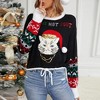 Coolmee Women's Christmas Sweaters Cat Print Sweaters Crewneck Long Sleeve Pullover Winter - 4 of 4