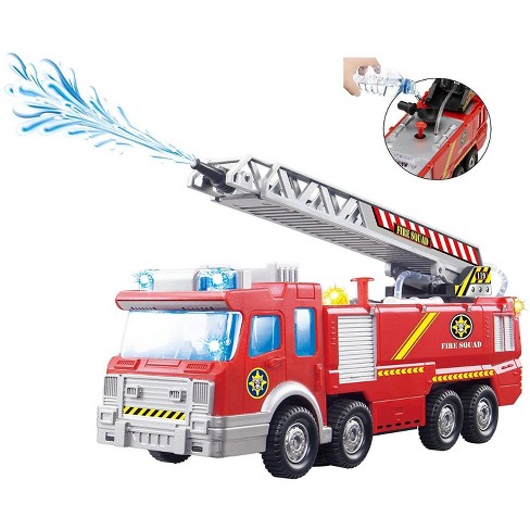 Top Race Fire Engine Truck Toy with Real Splashing Water Pump, Small