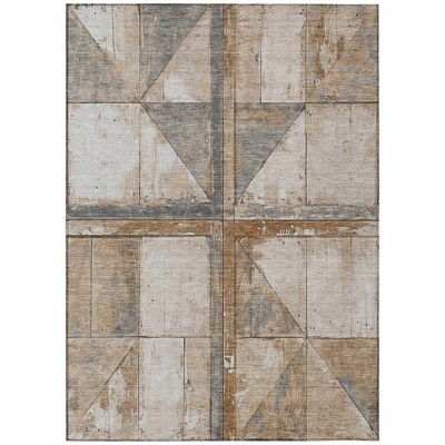 HomeRoots 10' X 14' Copper And Gray Geometric Washable Indoor Outdoor Area Rug
