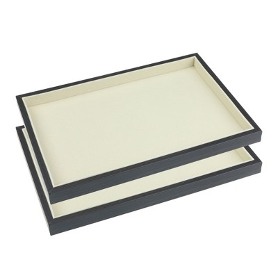 Unique Bargains Stackable Velvet Jewelry Organizer Trays with Removable Divider for Drawers Set of 2