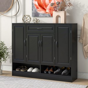 Modern Shoe Cabinet With Adjustable Shelves,Space-Saving Design Side Board Shoe Cabinet,Shoe Rack Cabinet,Entryway Shoe Cabinet-Cuddlewood - 1 of 4