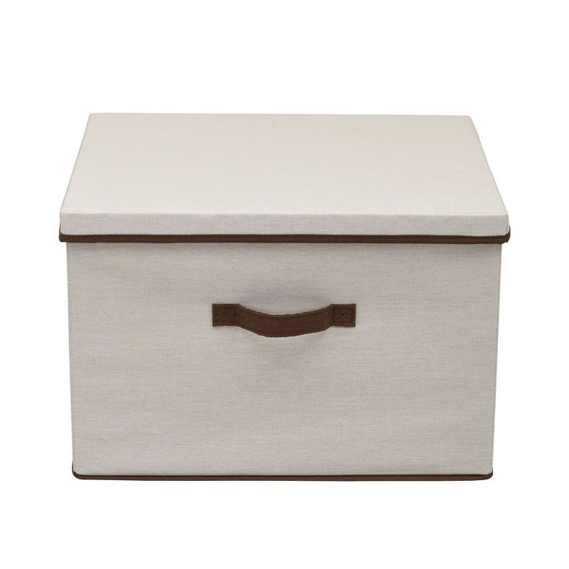 Household Essentials Wide Storage Box with Lid Natural with Brown Trim, 4 of 9