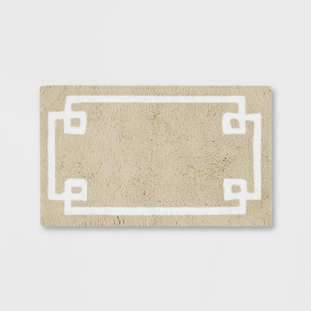 20inx30in Geometric Cotton Tufted Bath Rug Taupe