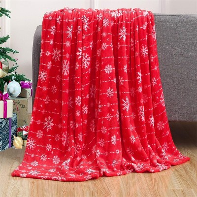 Comfort Flannel Blanket Super Soft Christmas Prints Throw Blanket Christmas Gift.