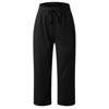 Women's Pants Drawstring Elastic Waist Casual Sporty Cropped Straight Leg Pants - 2 of 2