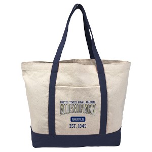 Us Naval Academy Established Date Canvas Tote Bag With External Pocket, Reusable Shoulder Bag for Shopping, School, Beach - 1 of 4