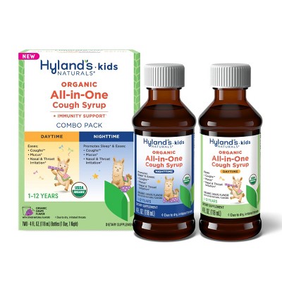 Hyland's Naturals Kids’ Organic Day & Night All-in-One Cough Relief Liquid - Grape - 8 fl oz
