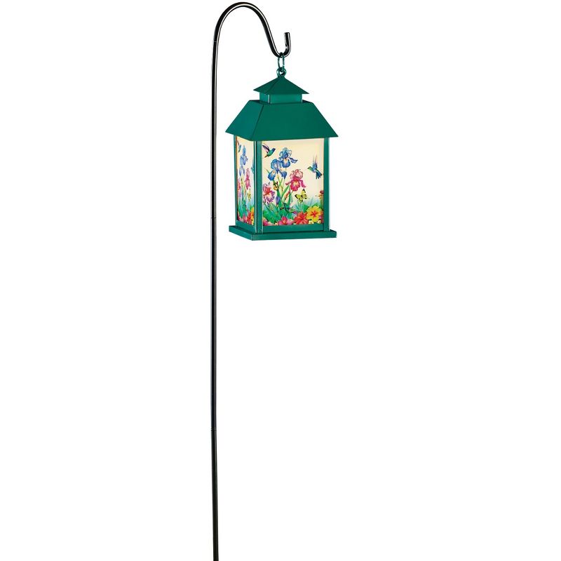 Collections Etc Springtime Garden Solar Lighted Outdoor Lantern with Shepherd's Hook 5.25 X 5.25 X 10.25, 1 of 4