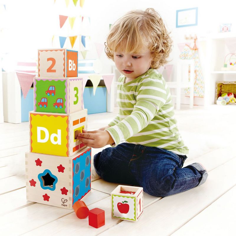 HAPE Pyramid of Play Toddler Wooden Nesting Blocks, 3 of 5