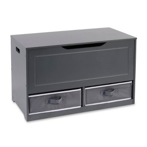 Badger Basket Up and Down Toy and Storage Box and Bench with Two Baskets Charcoal - 1 of 4
