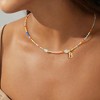 Turandoss Colorful Beaded Necklace for Women Girls, Dainty Gold Initial Pearl Bead Choker Necklace, Cute Birthday Gifts for Girls, 16+2.5Inches, A - 4 of 4