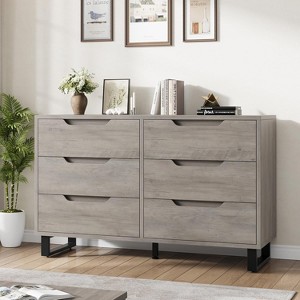 DobleePy 47.2" Ash Grey 6-Drawer Dresser, Freestanding Vertical Storage Cabinet for Bedroom, Closet, Living Room, Entryway - 1 of 4