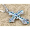 Alilang Vintage-Inspired Silvery Tone Cross Pendant Necklace with Crystal Rhinestone Accents - 2 of 4