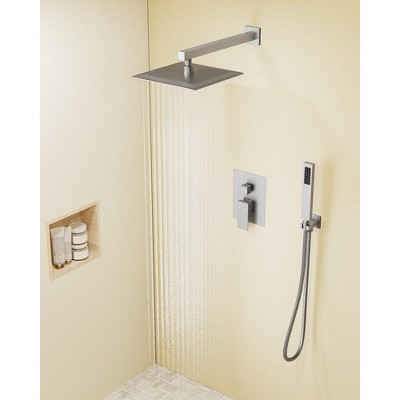 YAWWALK Single-Handle Rain 2-Spray Square 10 in Shower Faucet(Valve Included)