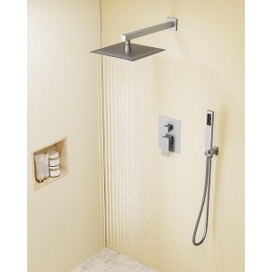 YAWWALK Single-Handle Rain 2-Spray Square 10 in Shower Faucet(Valve Included) - 1 of 4