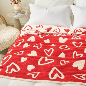 Snuggle Sac Love Heart Throw Blanket Soft Knitted Blanket Cozy Decorative Throw, Valentine’s Romantic Gifts 50x60 inches - 1 of 4