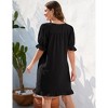 Women Summer Tunic Dress V Neck Short Sleeve Casual Loose Flowy Swing Babydoll Shift Dresses with Pockets - 4 of 4