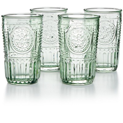 Image of Bormioli Rocco Romantic Cooler Drinking Glass, 4-Piece, 11.5 oz, Pastel Green