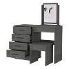 CAVINAS with 4 Drawers Dressing Table with Mirror with Stool Grey Vanity Modern Design Makeup Desk for Bedroom - 4 of 4