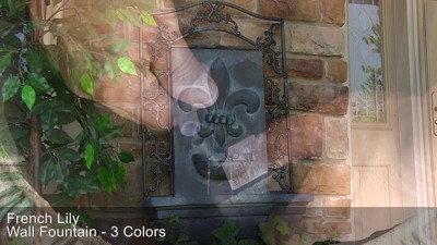 Florentine Stone Solar-Powered Polystone French Lily Outdoor Wall Fountain