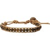 Light Brown Leather Bracelet with Natural Stone Beads, Adjustable Wrap Design for Men Women Teen Yoga - 2 of 4