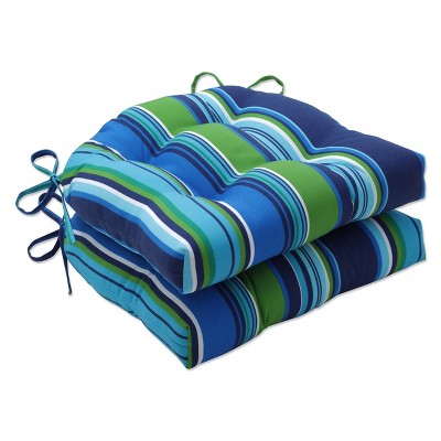 2pk Outdoor/Indoor Large Chair Pad Set Sea Island Blue - Pillow Perfect