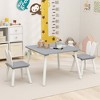 Tangkula 3 Pieces Kids Table & Chairs Set Children Wooden Furniture Set w/ Solid Wood Legs Gray - 3 of 4