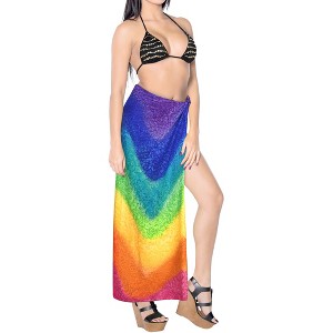 LA LEELA Women's Bikini Sarong Swimwear Swim Cover Up Skirt Summer Wraps Swimsuit Beach Wrap Coverups for Women Beachwear One Size Multi,Stripe - 1 of 4