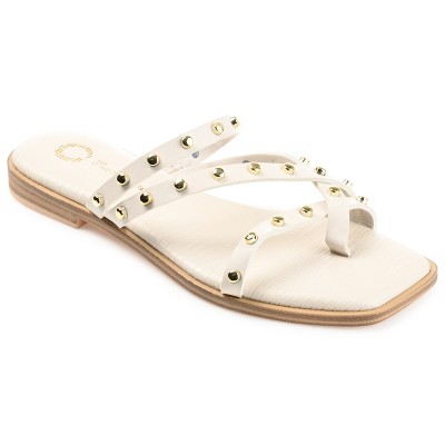 Journee Collection Womens Fanny Tru Comfort Foam Slide Low Block Heel Sandals White 8