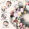 24 Inch Prelit Christmas Wreath for Front Door, Artificial Xmas Wreath with 20 LED Lights, Heart Gift Box Ornaments, Xmas Decor for Fireplace, Pink - 2 of 4