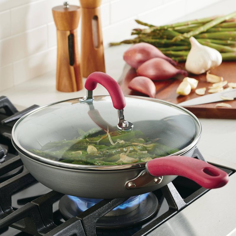 Rachael Ray Create Delicious 10.25&#34; Hard Anodized Nonstick Fry Pan Red Handles, 3 of 6