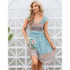 WhizMax Women's Summer Floral V Neck Flutter Sleeve Bohemian Smocked Casual Swing Mini Dress - 4 of 4