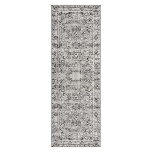 2x6ft Washed Back Low Pile Area Rug for Living Room, Washable Rugs for Bedroom, Hallway Runner, Large Non-Slip Carpet for Kitchen Dining Room (Grey) - 1 of 4