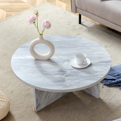 Dolonm 31.5" Round Coffee Table for Living Room, Modern Minimalist & Nordic Style MDF Center Table with Scratch-Resistant Surface