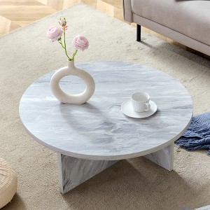 Dolonm 31.5" Round Coffee Table for Living Room, Modern Minimalist & Nordic Style MDF Center Table with Scratch-Resistant Surface - 1 of 4