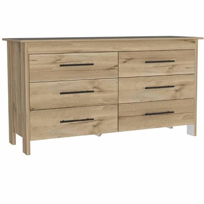 NicBex 6 Drawer Double Dresser for Bedroom,Chest of Drawers with Black Metal Handle Design,Storage Dressers for Bedroom
