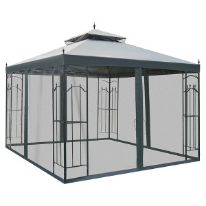 Aghana Digitals 10x10 Brown Outdoor Gazebo with Reinforced Corner Shelves, Double-Tier Canopy & - 1 of 4