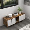 Gulches PawHut Hidden Litter Box Enclosure for 2 Cats - Rustic Brown TV Stand & Cat Condo - 2 of 4