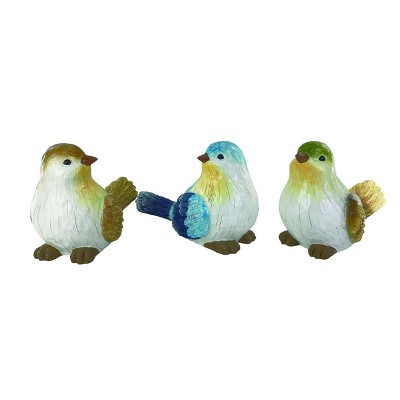 Transpac Large Resin Shining Bird Set of 3 Decorative Figurines Multicolored Tabletop Decor for Home and Gifts