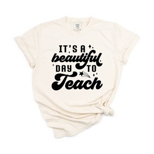 Simply Sage Market Women's Beautiful Day To Teach Short Sleeve Garment Dyed Tee - 1 of 2
