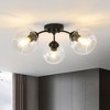 PAKOKULA 20.47 in. 3-Light Black Modern Semi-Flush Mount with Seeded Glass Shade - 2 of 4