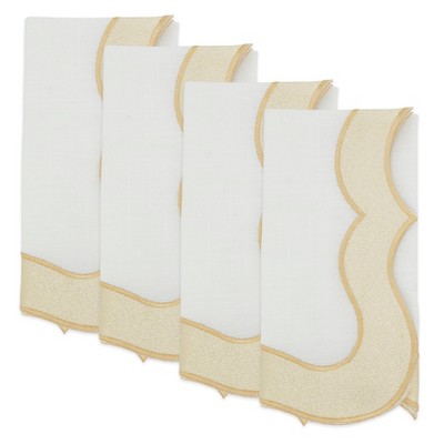 Elegant Gold Shimmer Polyester Table Napkins, 20" Set of 4