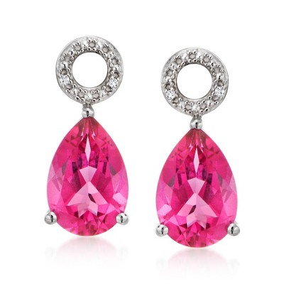 Ross-Simons 6.50 ct. t.w. Pink Topaz Pear-Shaped Earring Charms in Sterling Silver